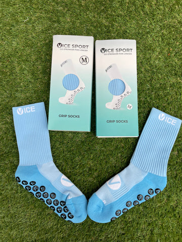 2023 Sample Grip Socks - Sky Blue Crew (Medium US 6-9.5)