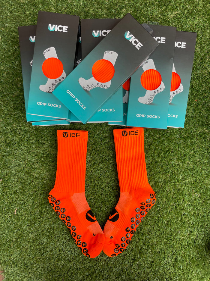 2023 Sample Grip Socks - Orange Crew (Medium US 6-9.5)